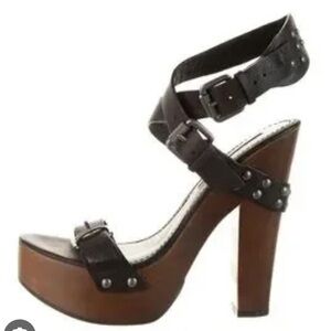 Vera Wang Lavender Label Stud-Trim Brown Platform Heels